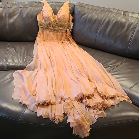 Romantic soft pink beaded Grecian style maxi dress - Picture 5 of 9